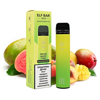 Одноразова POD система ELF BAR 3600 Peach Mango Guava на 3600 затяжок - купити